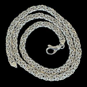 Italy 20" Byzantine Sterling Silver .925 Necklace 23.2 Grams 1/4” Wide Signed